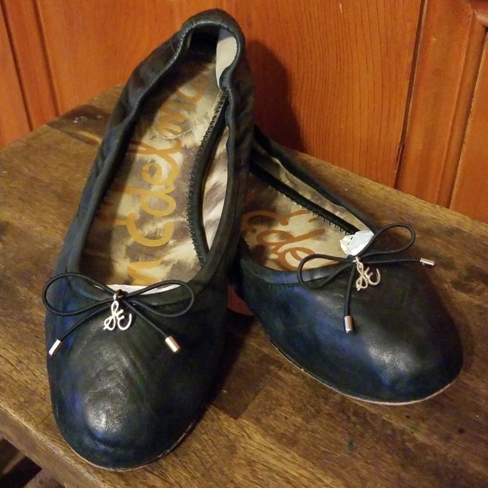 SAM EDELMAN BALLERINA "FELICIA" BLK LEATHER FLAT